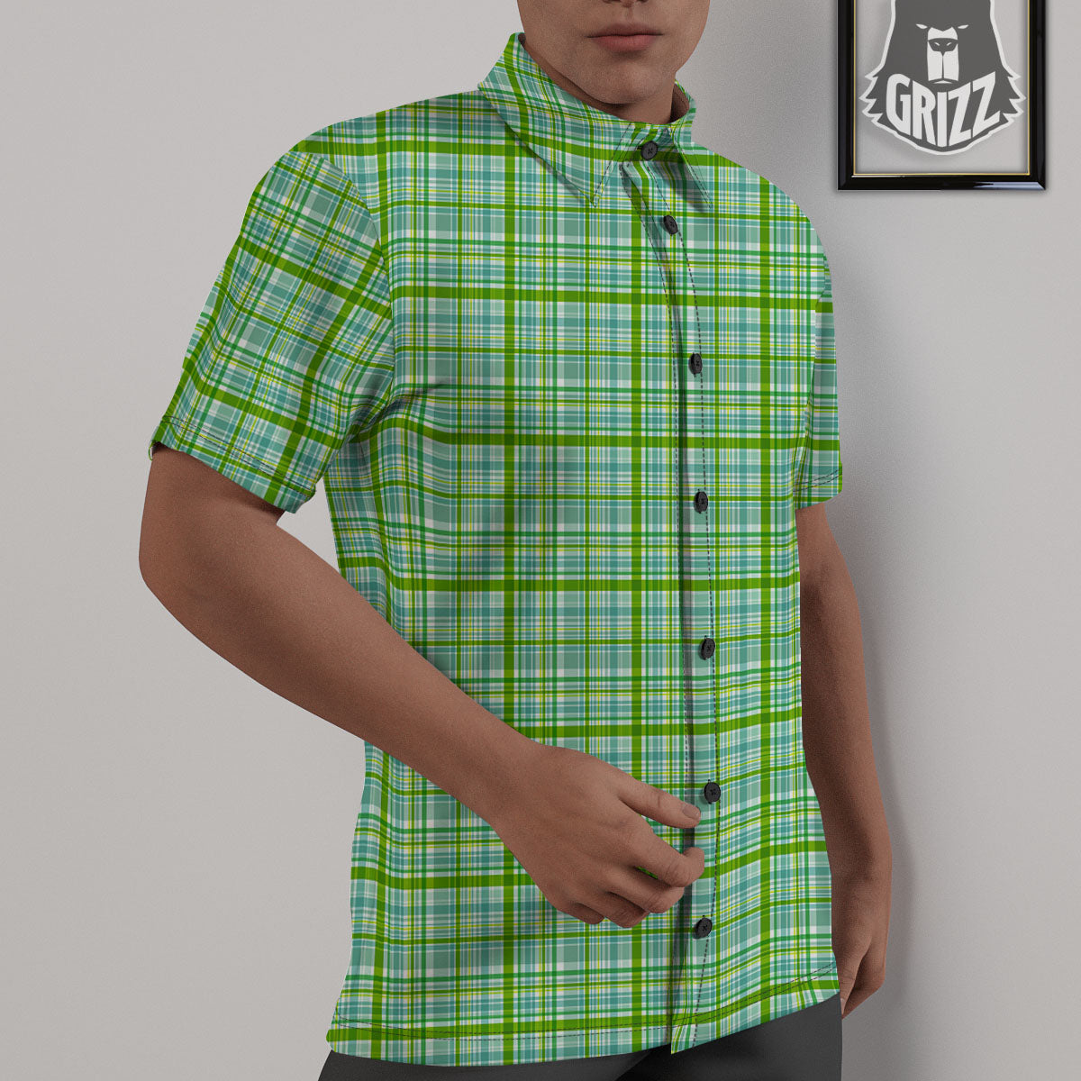 St. Patrick's Day Irish Plaid Print Untucked Shirts-grizzshop