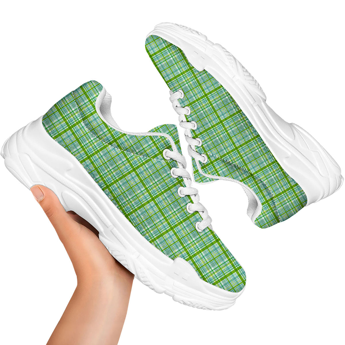 St. Patrick's Day Irish Plaid Print White Chunky Shoes-grizzshop