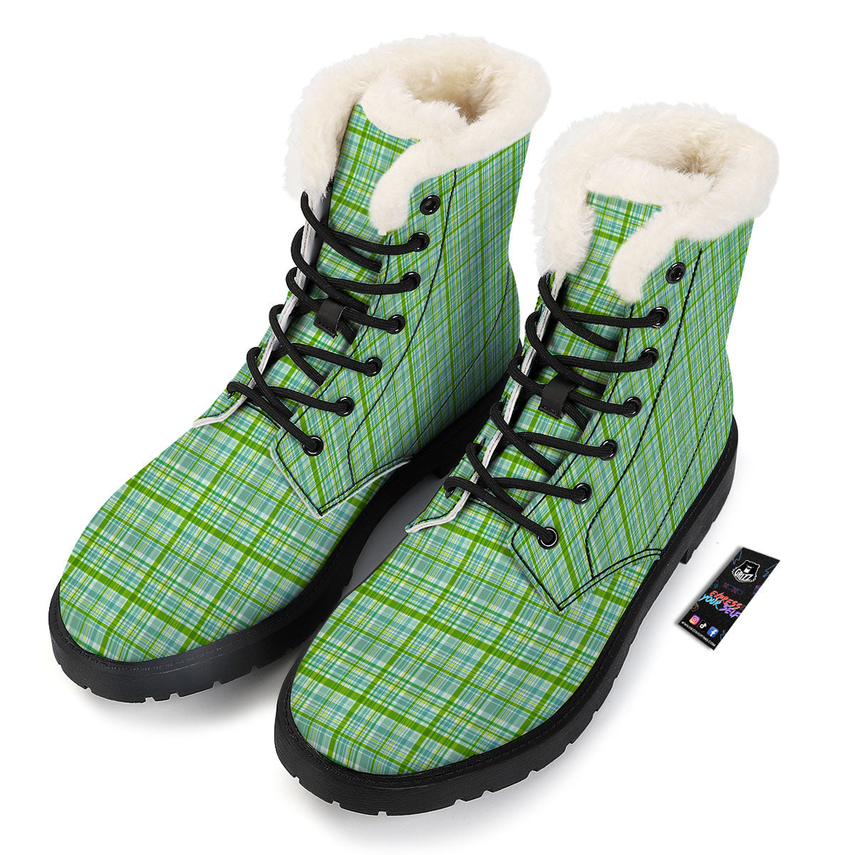 St. Patrick's Day Irish Plaid Print Winter Boots-grizzshop