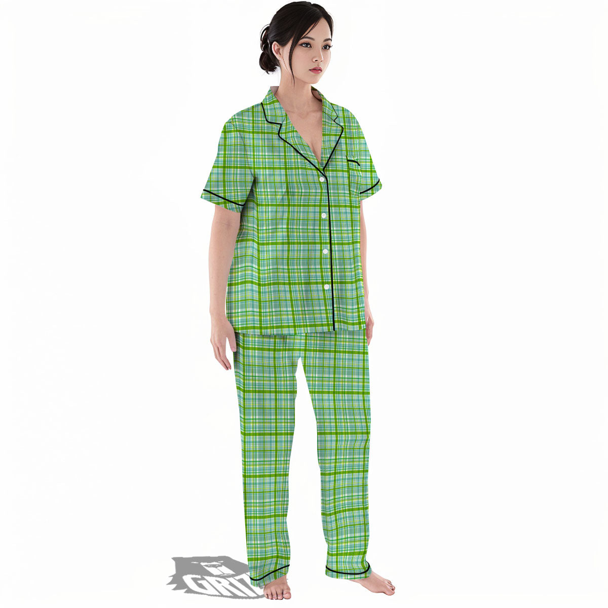 St. Patrick's Day Irish Plaid Print Women's Pajamas Set-grizzshop