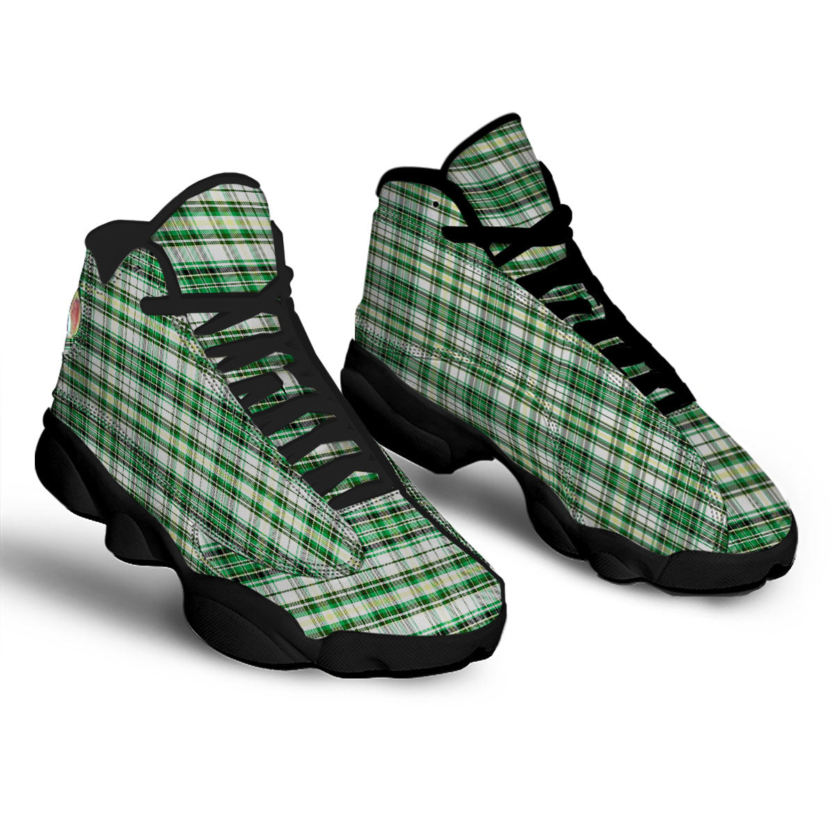 St. Patrick's Day Irish Tartan Print Black Basketball Shoes-grizzshop