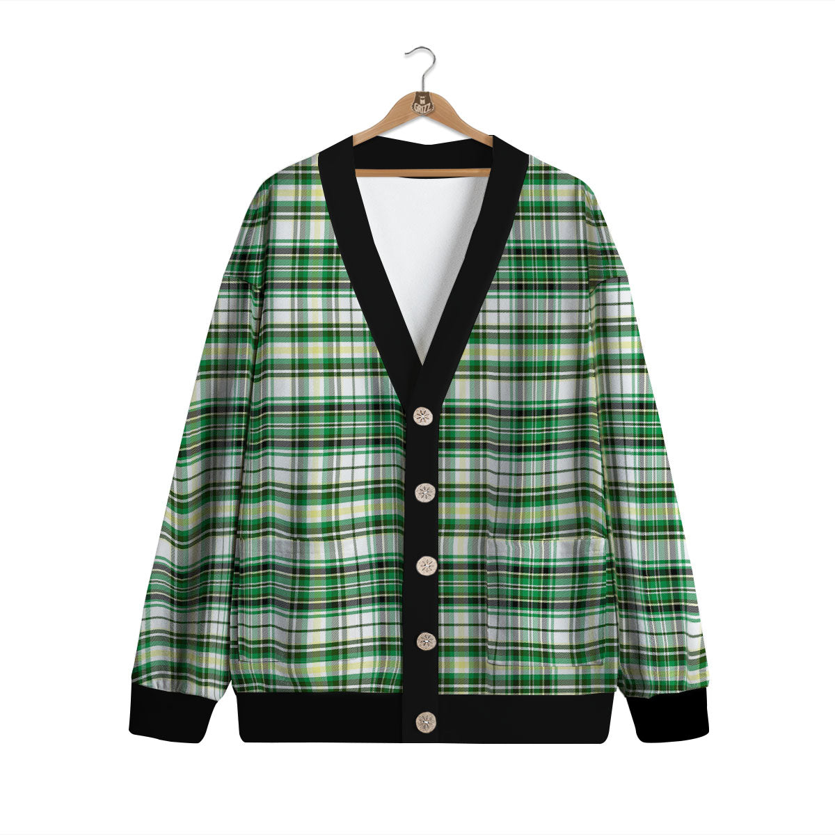 St. Patrick's Day Irish Tartan Print Cardigan-grizzshop