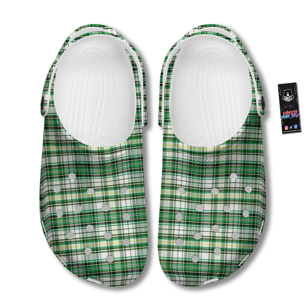 St. Patrick's Day Irish Tartan Print Clog-grizzshop