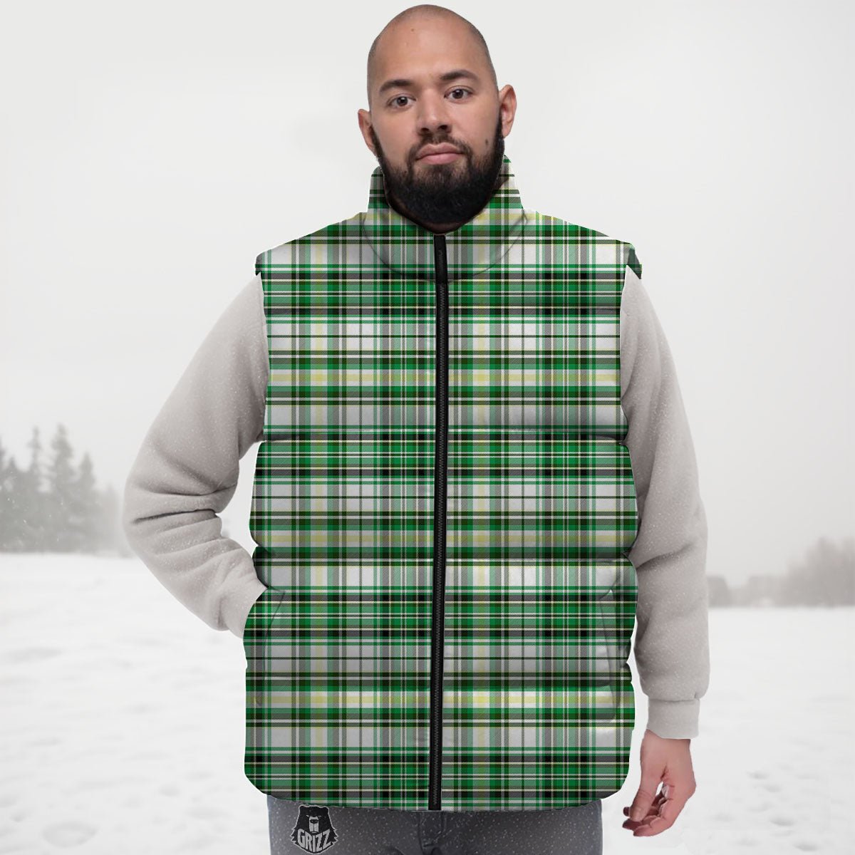 St. Patrick's Day Irish Tartan Print Down Vest