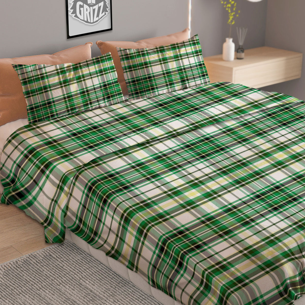 St. Patrick's Day Irish Tartan Print Duvet Cover Bedding Set