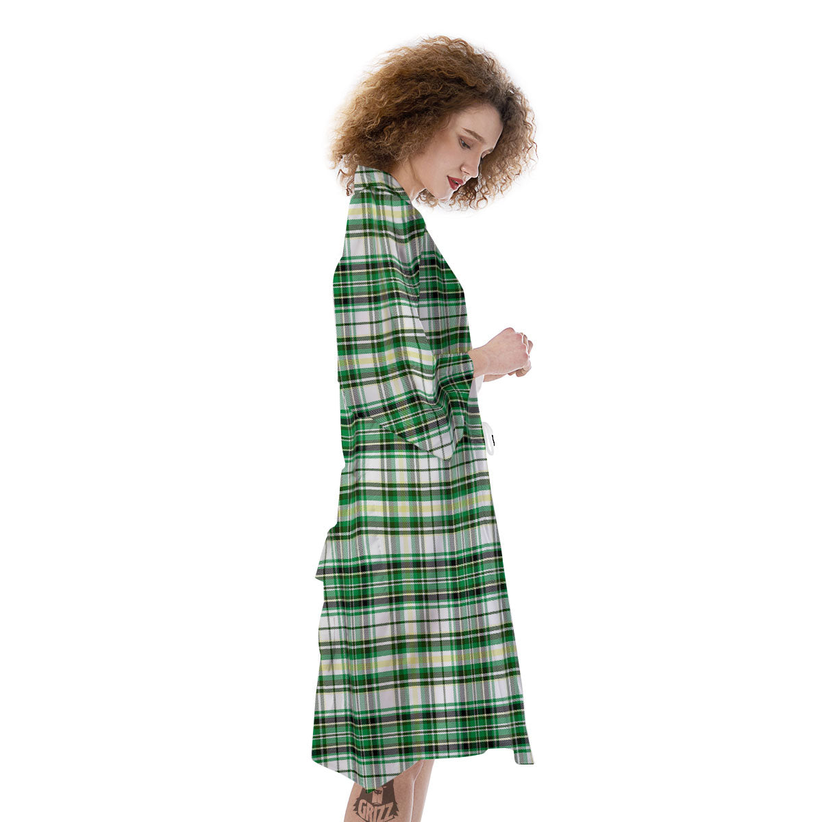 St. Patrick's Day Irish Tartan Print Kimono-grizzshop