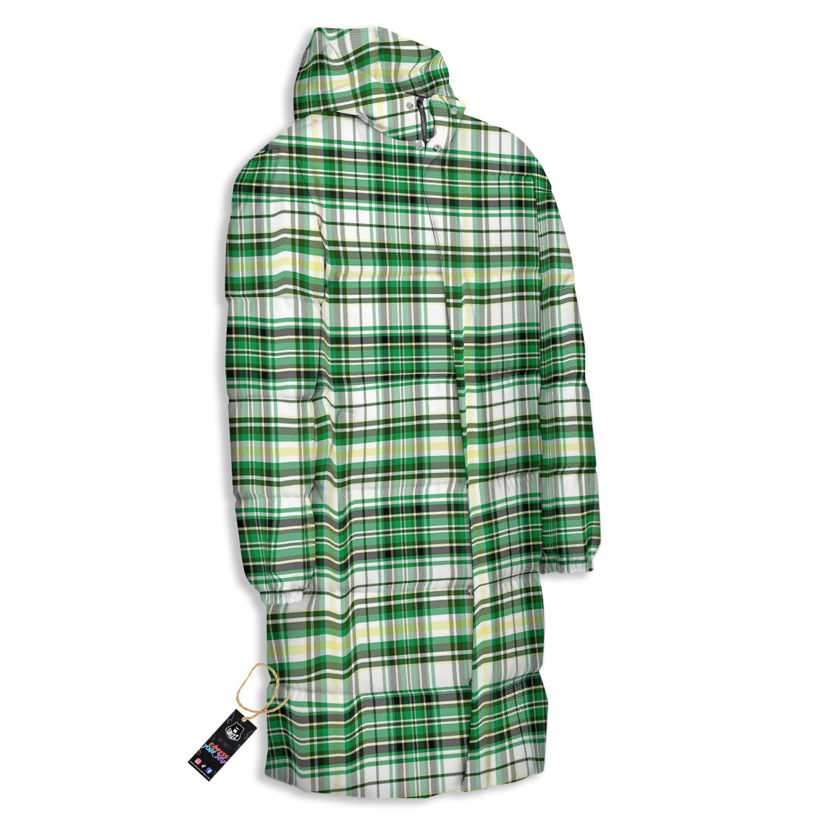 St. Patrick's Day Irish Tartan Print Long Down Jacket-grizzshop