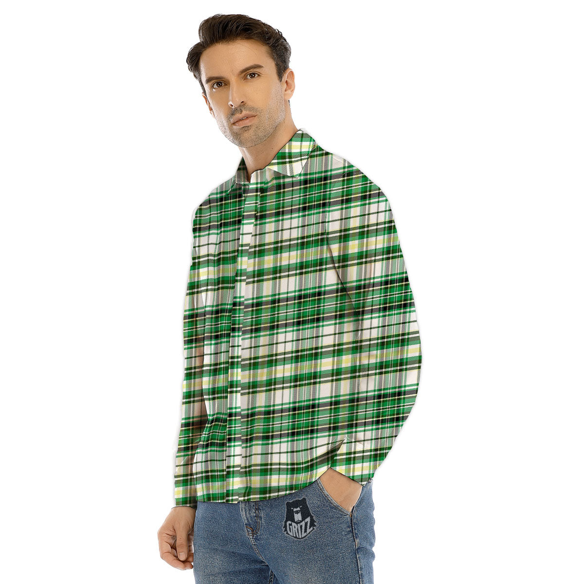 St. Patrick's Day Irish Tartan Print Men's Dress Shirts-grizzshop