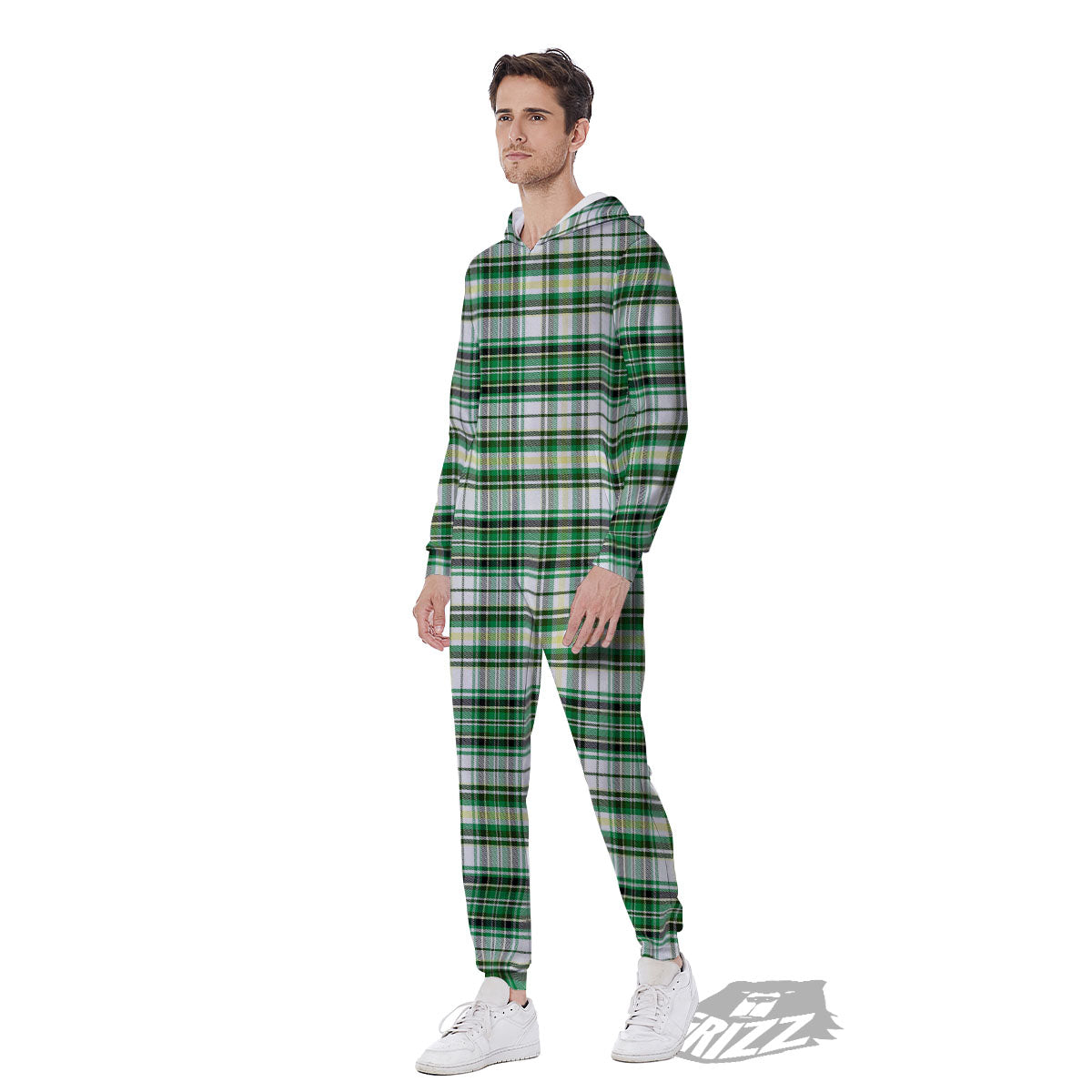 St. Patrick's Day Irish Tartan Print Men's Jumpsuit-grizzshop
