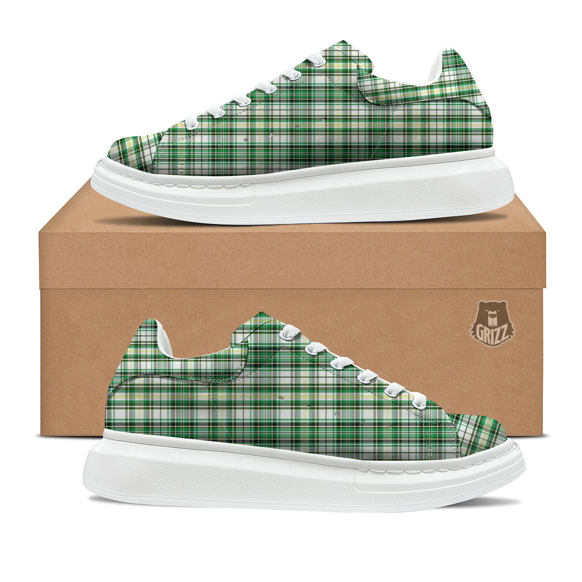 St. Patrick's Day Irish Tartan Print Platform Shoes-grizzshop