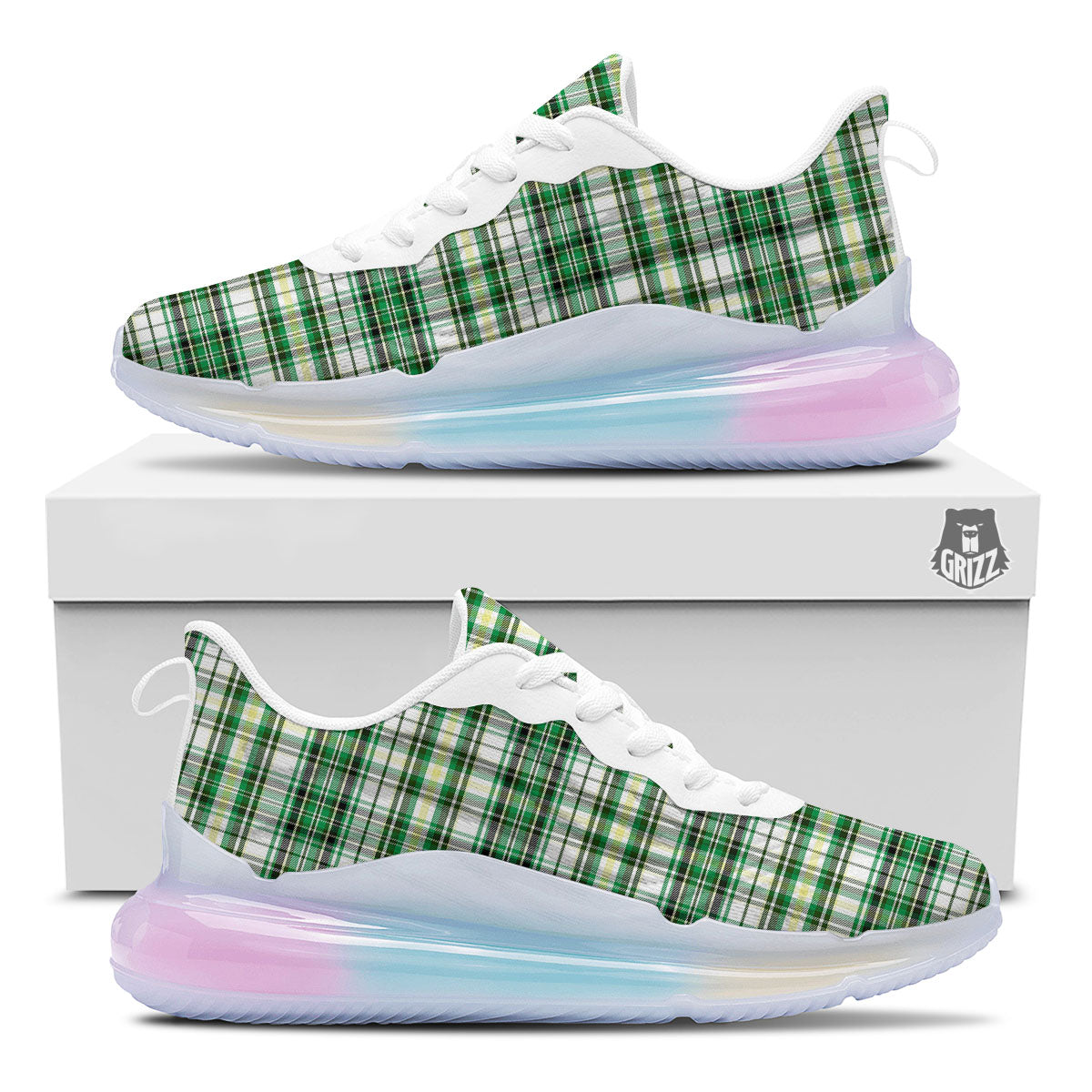 St. Patrick's Day Irish Tartan Print Running Sneakers-grizzshop