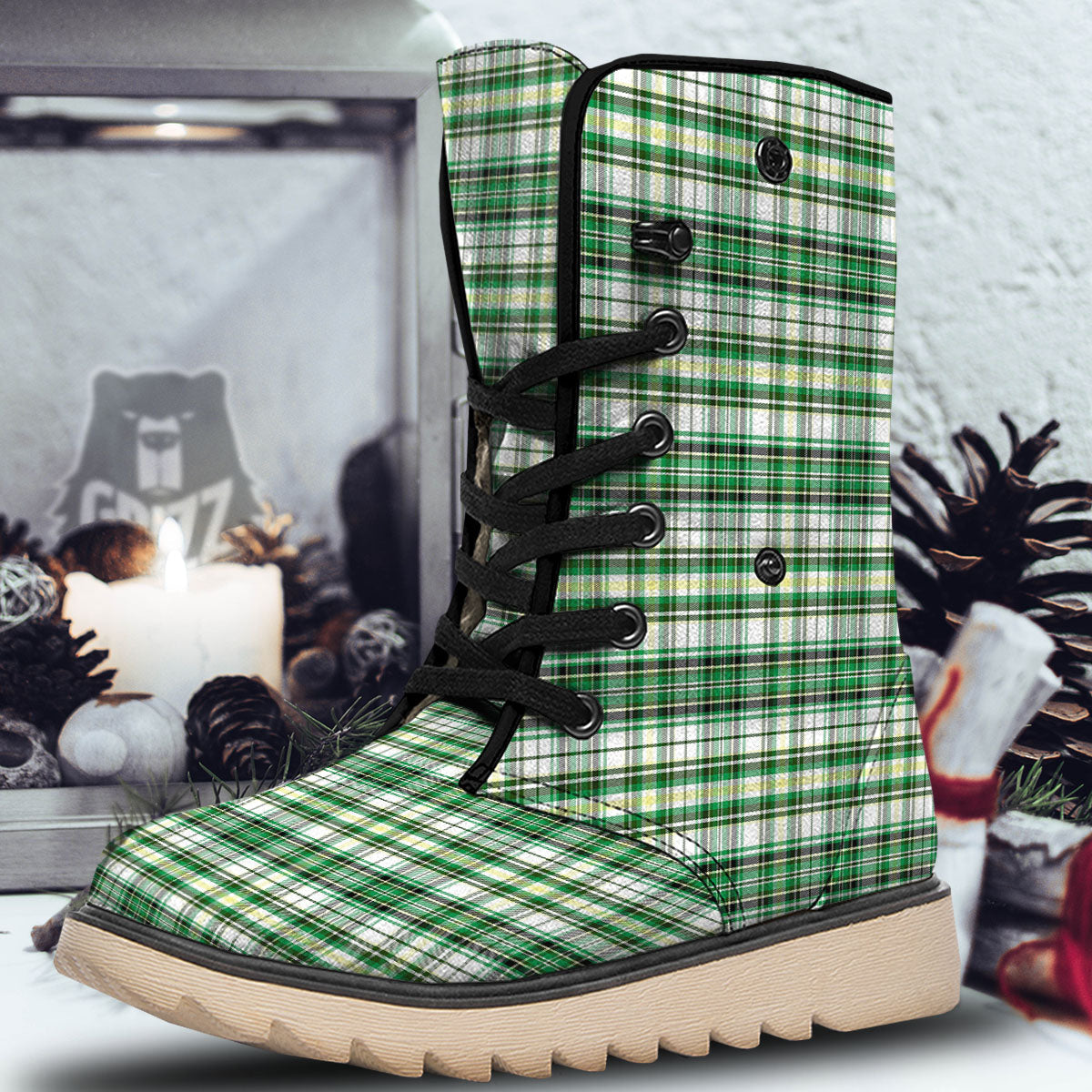 St. Patrick's Day Irish Tartan Print Snow Boots-grizzshop