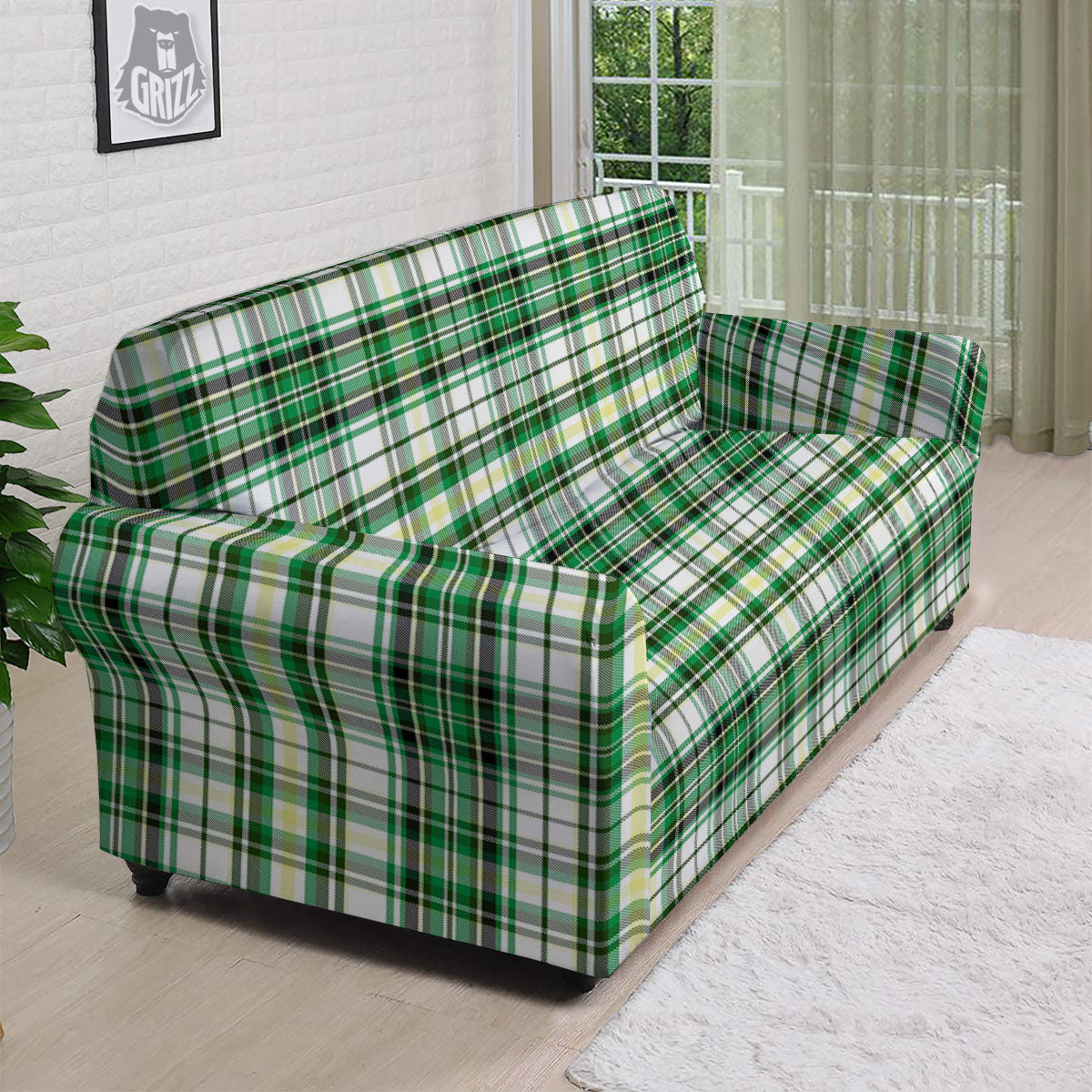 St. Patrick's Day Irish Tartan Print Sofa Cover-grizzshop