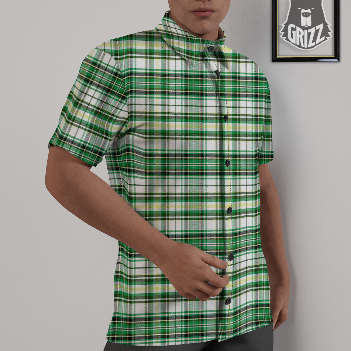 St. Patrick's Day Irish Tartan Print Untucked Shirts-grizzshop