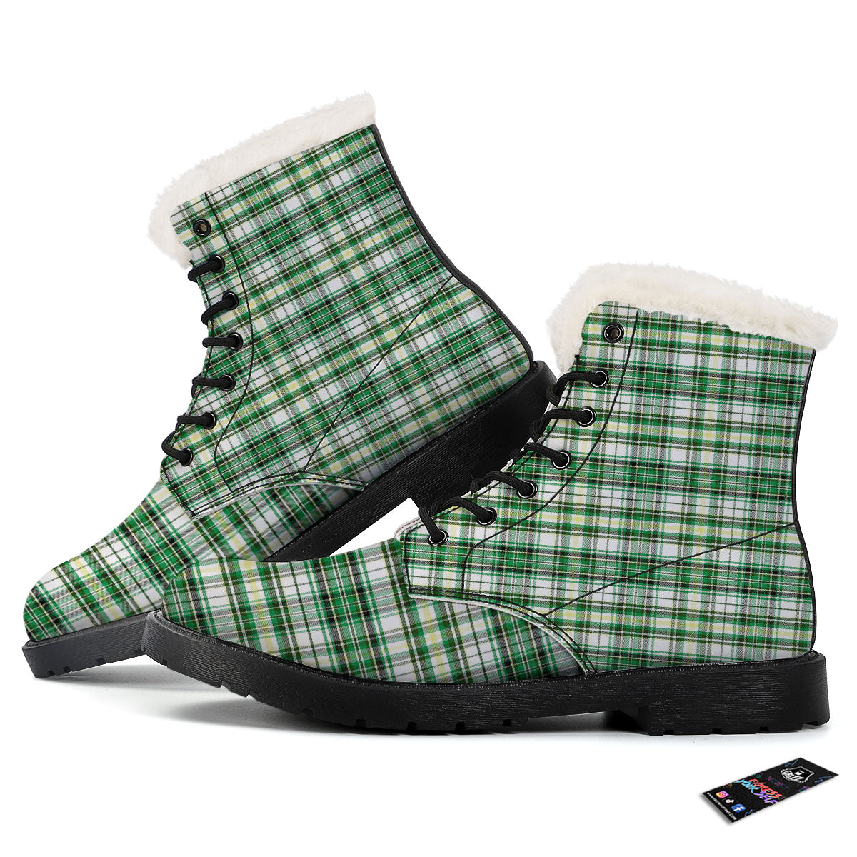 St. Patrick's Day Irish Tartan Print Winter Boots-grizzshop