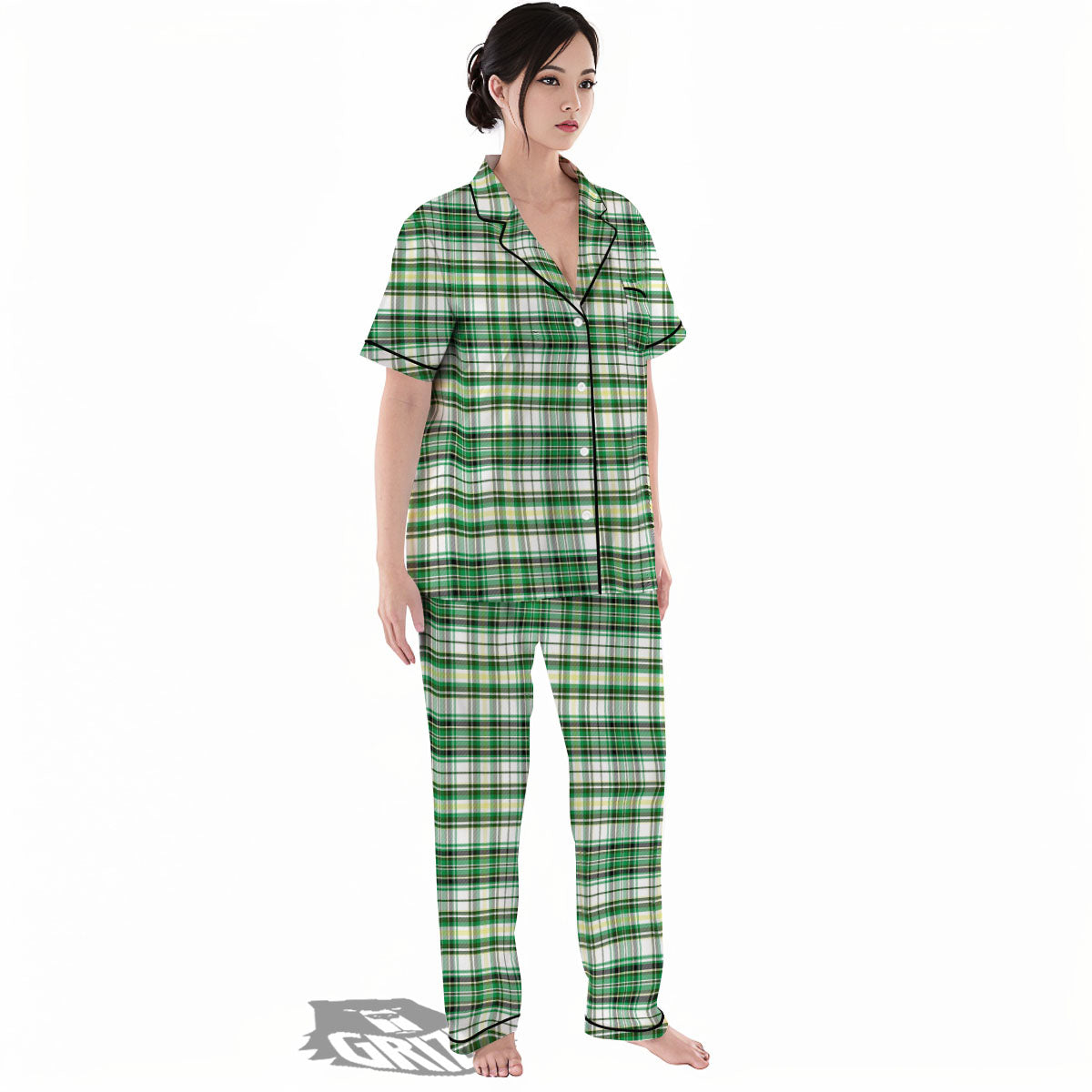 St. Patrick's Day Irish Tartan Print Women's Pajamas Set-grizzshop