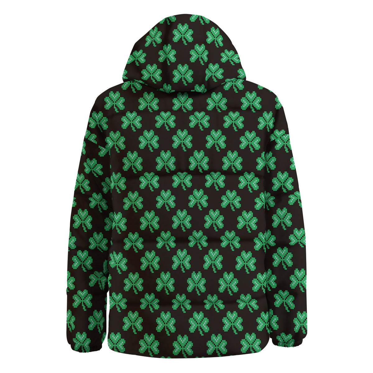 St. Patrick's Day Pixel Clover Print Pattern Down Jacket-grizzshop