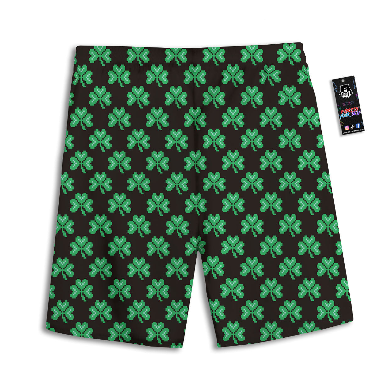 St. Patrick's Day Pixel Clover Print Pattern Men's Athletic Shorts