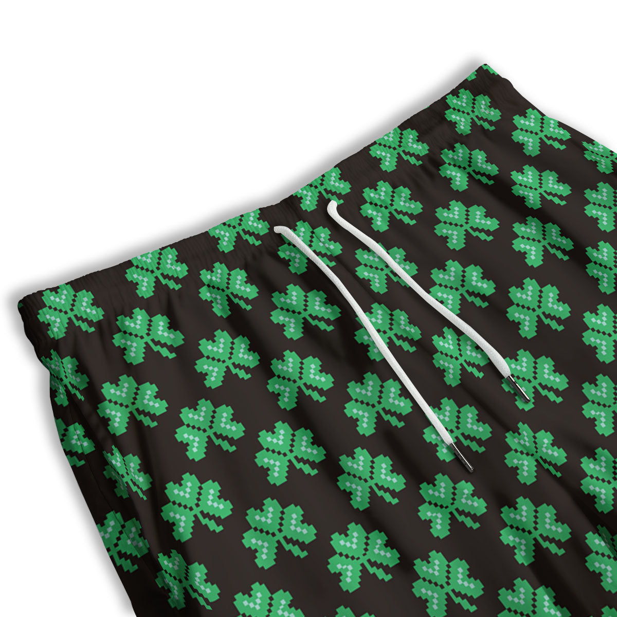 St. Patrick's Day Pixel Clover Print Pattern Men's Athletic Shorts