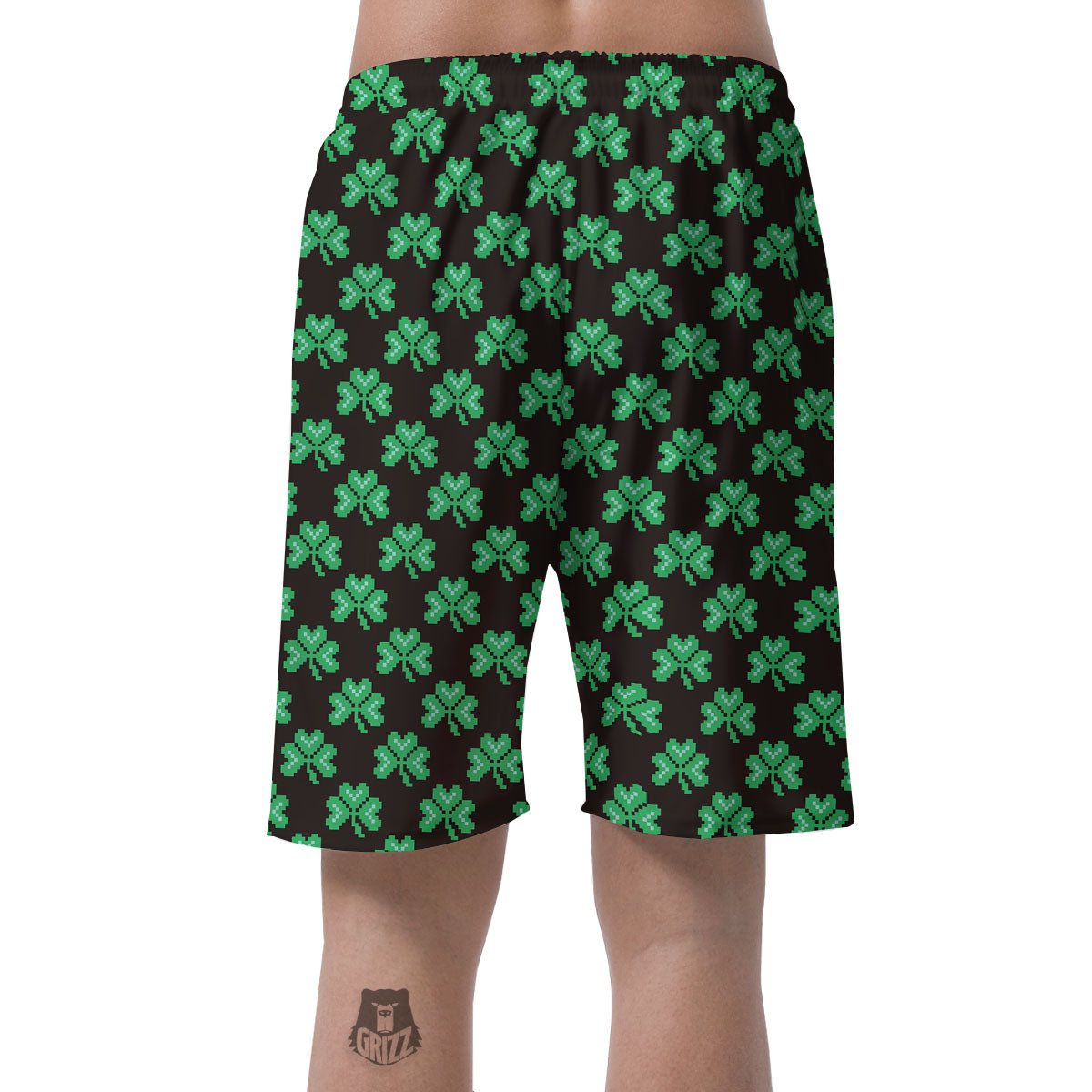 St. Patrick's Day Pixel Clover Print Pattern Men's Shorts-grizzshop