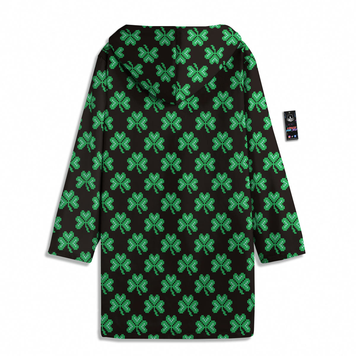 St. Patrick's Day Pixel Clover Print Pattern Men's Windbreaker Jacket-grizzshop