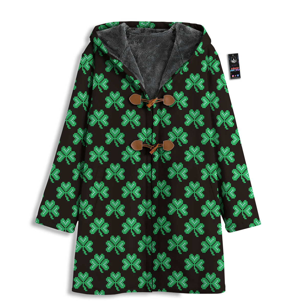 St. Patrick's Day Pixel Clover Print Pattern Men's Windbreaker Jacket-grizzshop