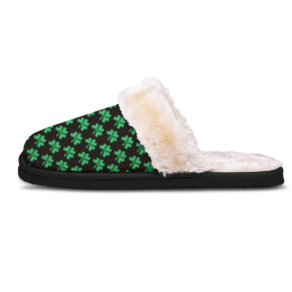 St. Patrick's Day Pixel Clover Print Pattern Slippers-grizzshop