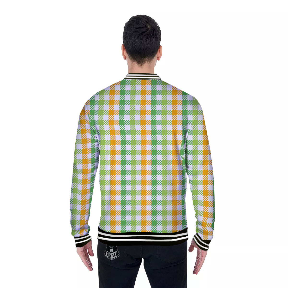 St. Patrick's Day Plaid Print Baseball Jacket-grizzshop