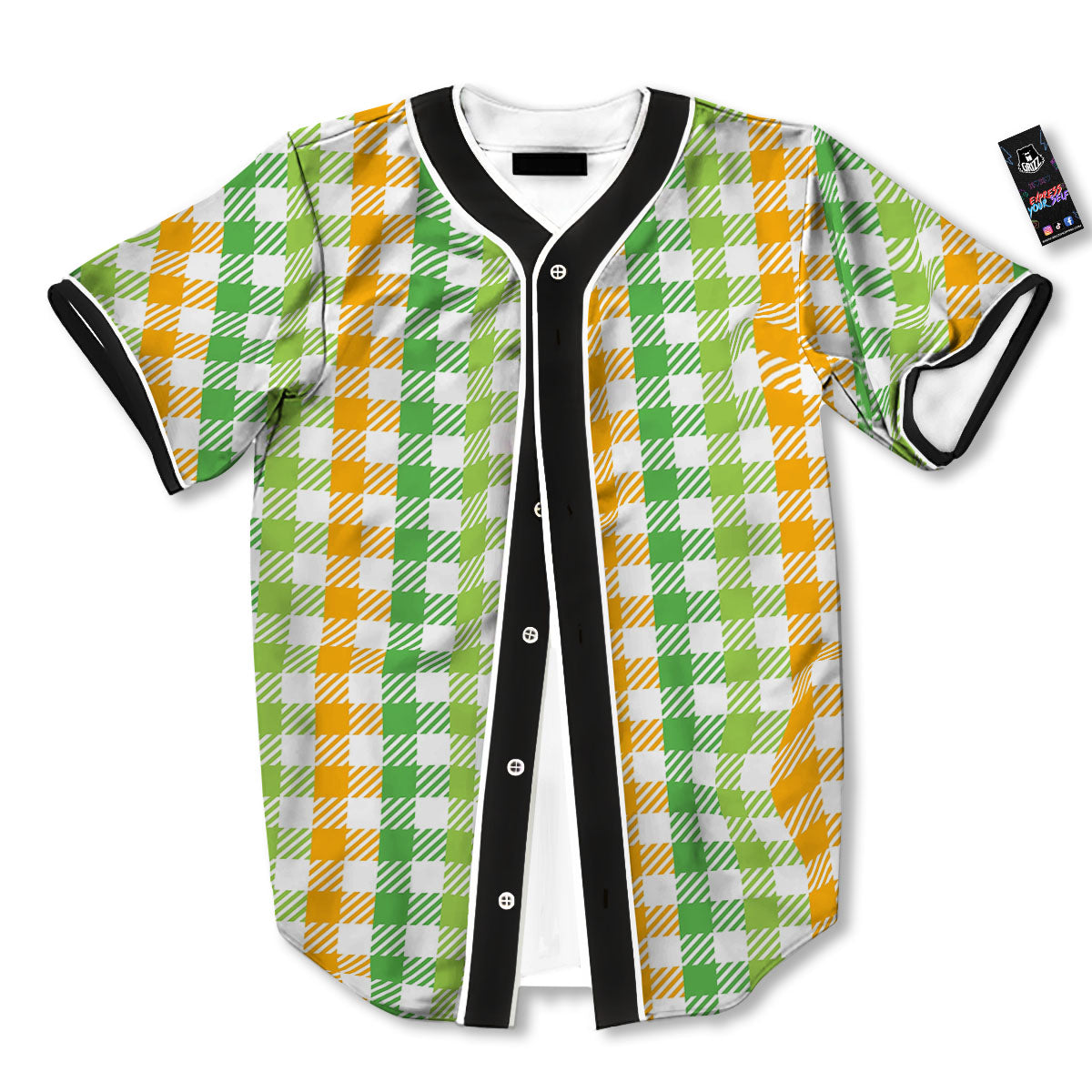 St. Patrick's Day Plaid Print Baseball Jersey-grizzshop