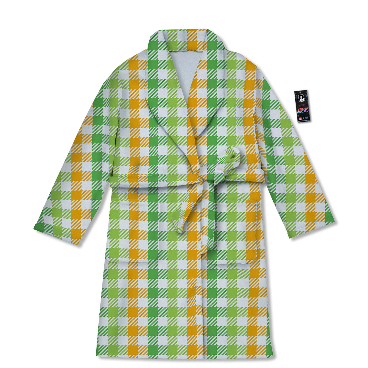 St. Patrick's Day Plaid Print Bathrobe-grizzshop