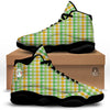 St. Patrick's Day Plaid Print Black Basketball Shoes-grizzshop