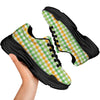 St. Patrick's Day Plaid Print Black Chunky Shoes-grizzshop