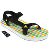 St. Patrick's Day Plaid Print Black Open Toe Sandals-grizzshop