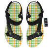 St. Patrick's Day Plaid Print Black Open Toe Sandals-grizzshop