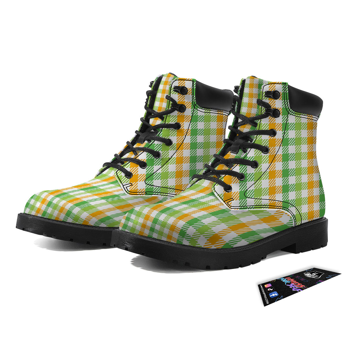 St. Patrick's Day Plaid Print Boots-grizzshop