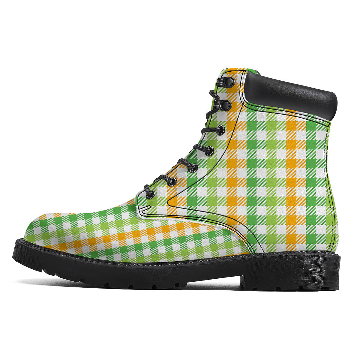 St. Patrick's Day Plaid Print Boots-grizzshop