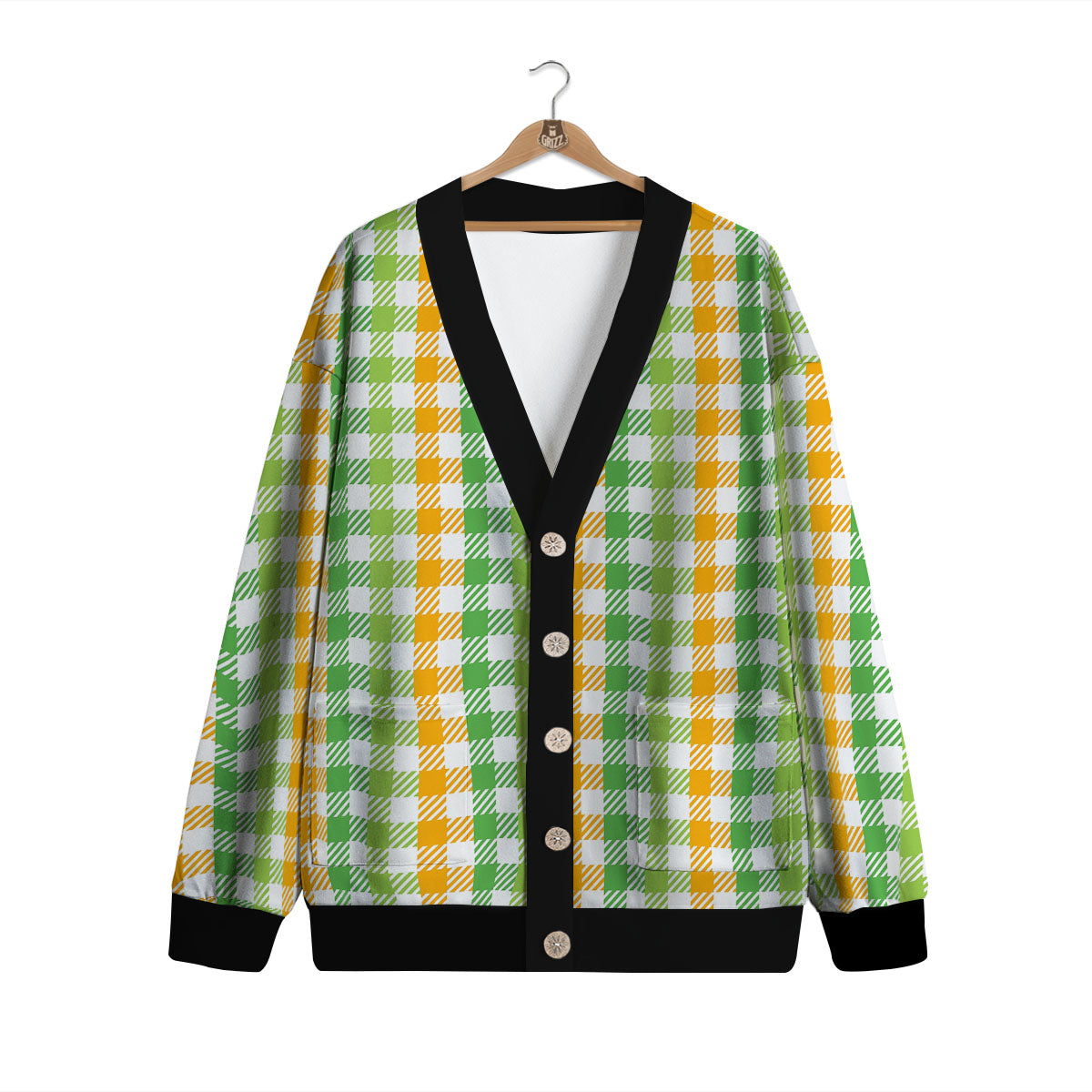 St. Patrick's Day Plaid Print Cardigan-grizzshop