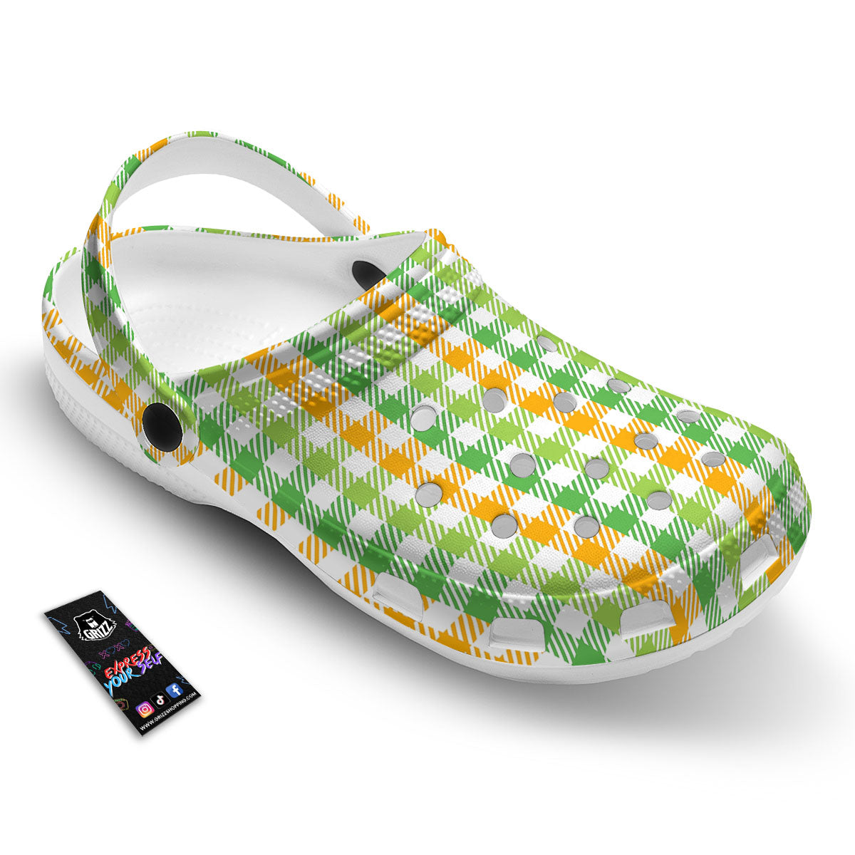 St. Patrick's Day Plaid Print Clog-grizzshop