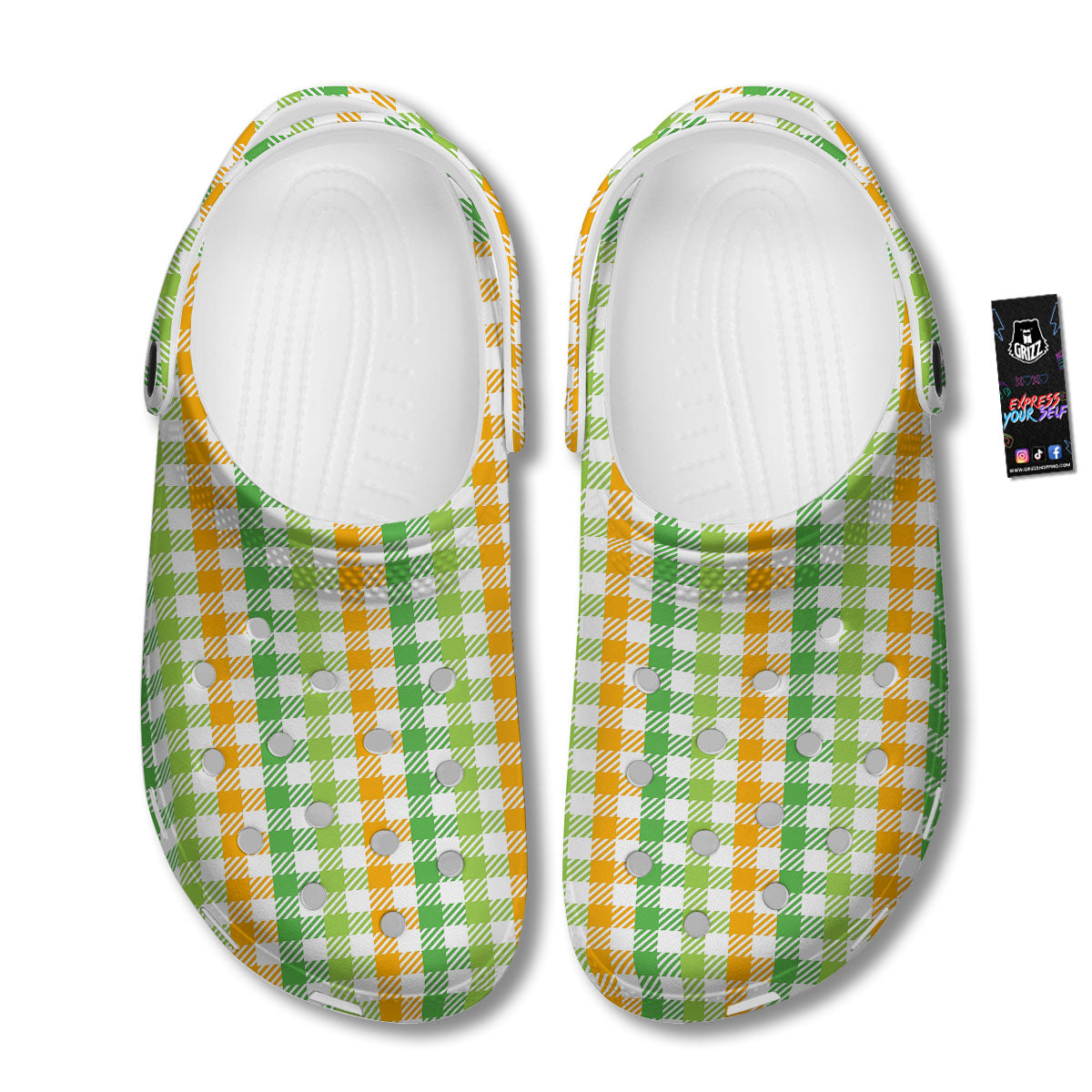 St. Patrick's Day Plaid Print Clog-grizzshop