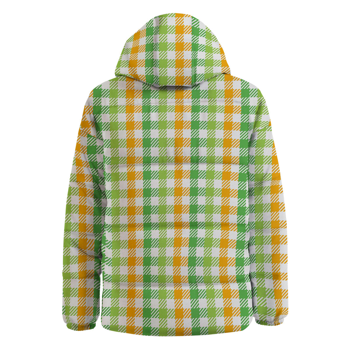 St. Patrick's Day Plaid Print Down Jacket-grizzshop