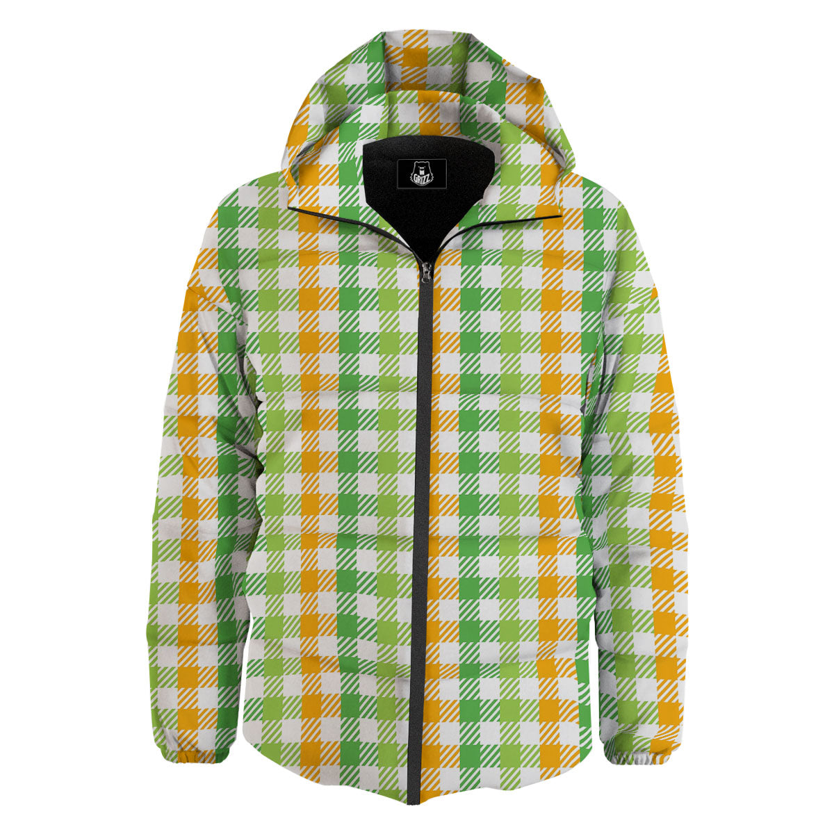 St. Patrick's Day Plaid Print Down Jacket-grizzshop