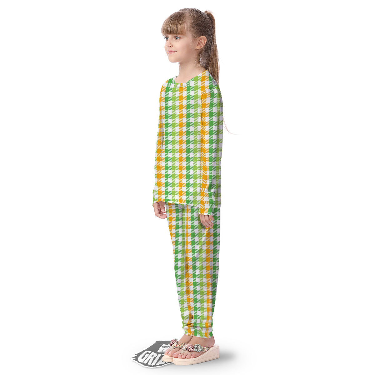 St. Patrick's Day Plaid Print Kid's Pajamas-grizzshop