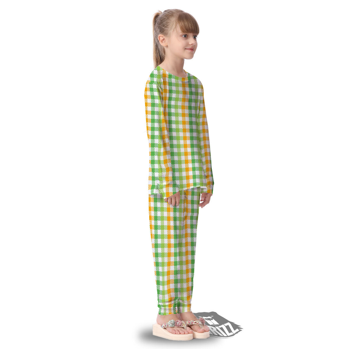 St. Patrick's Day Plaid Print Kid's Pajamas-grizzshop