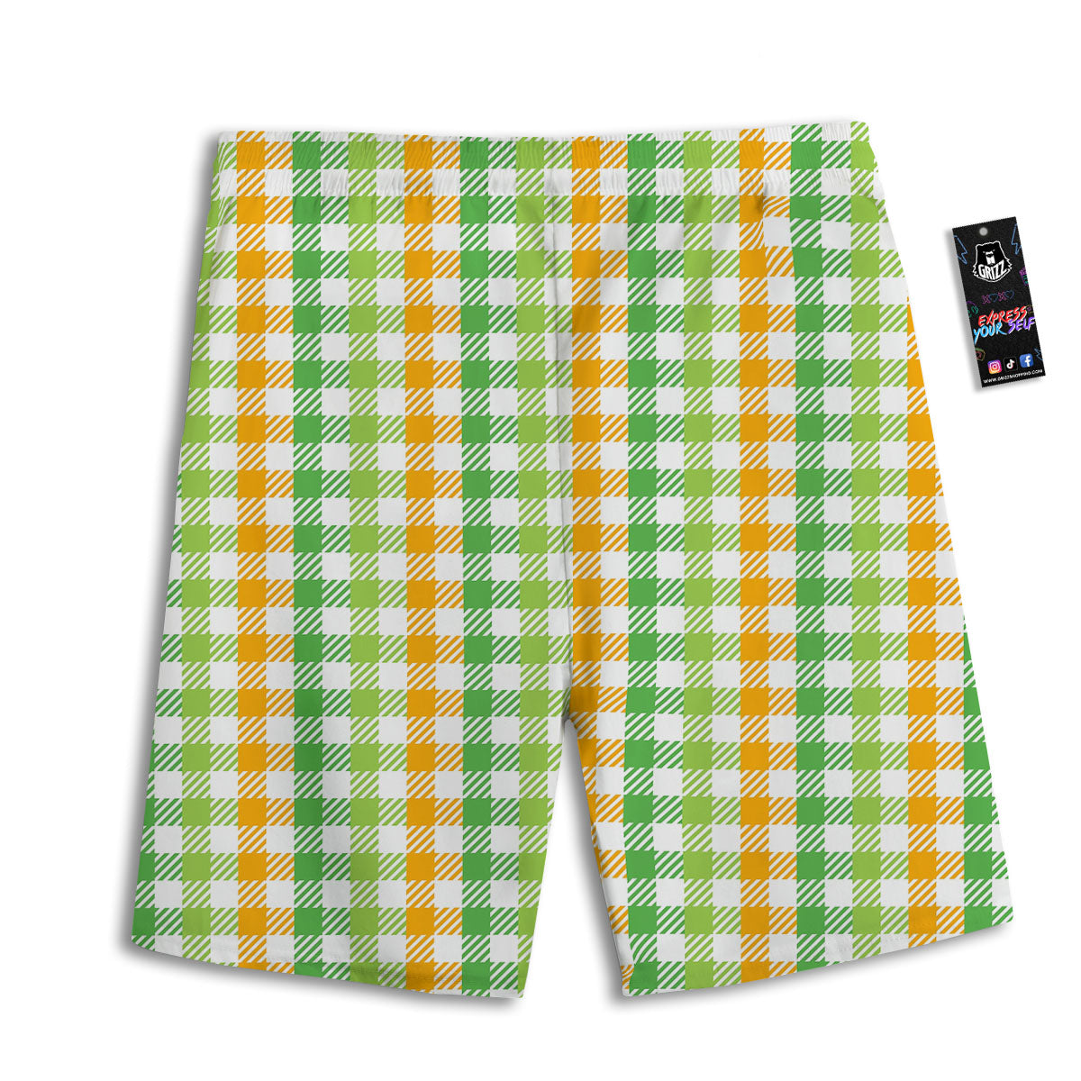 St. Patrick's Day Plaid Print Men's Athletic Shorts