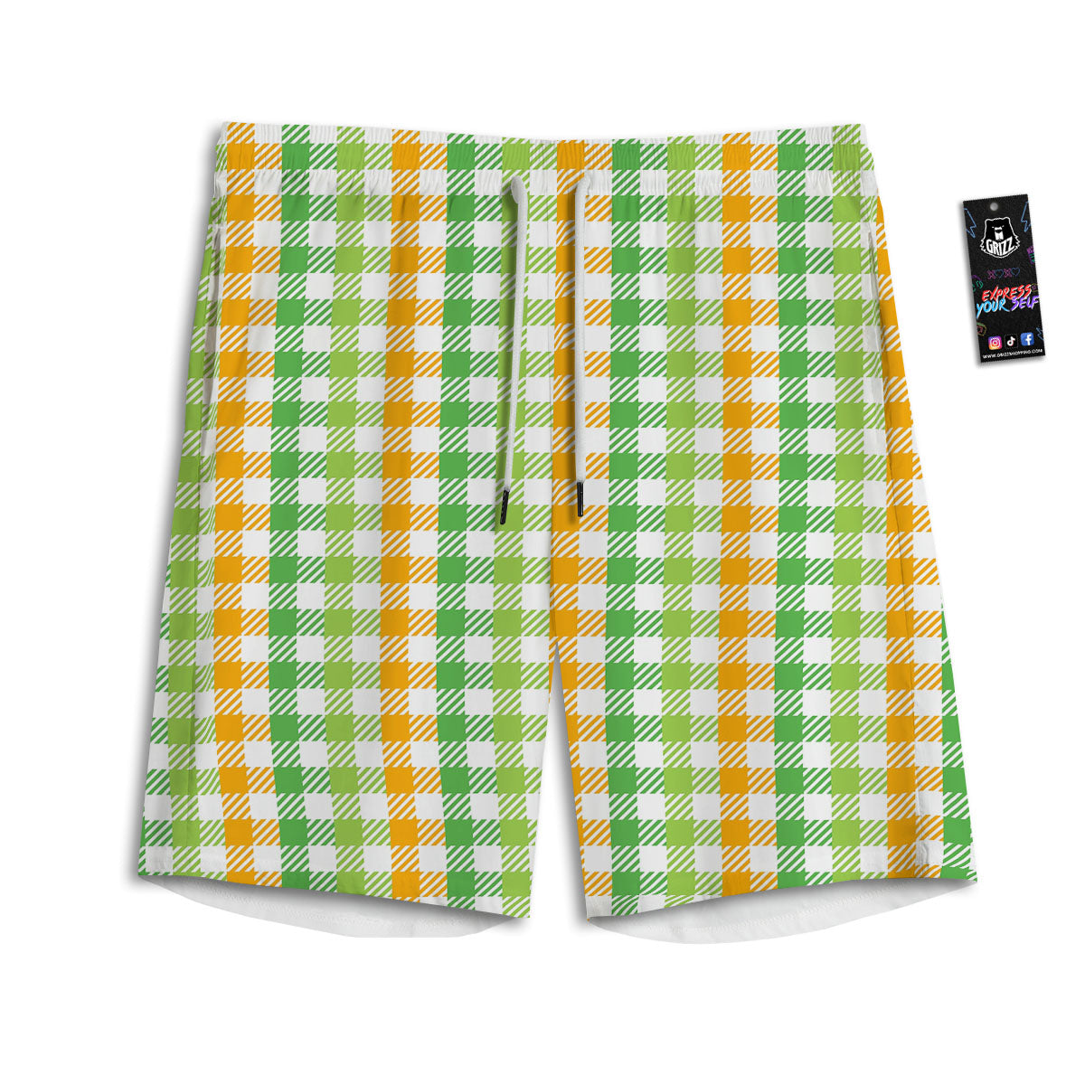 St. Patrick's Day Plaid Print Men's Athletic Shorts