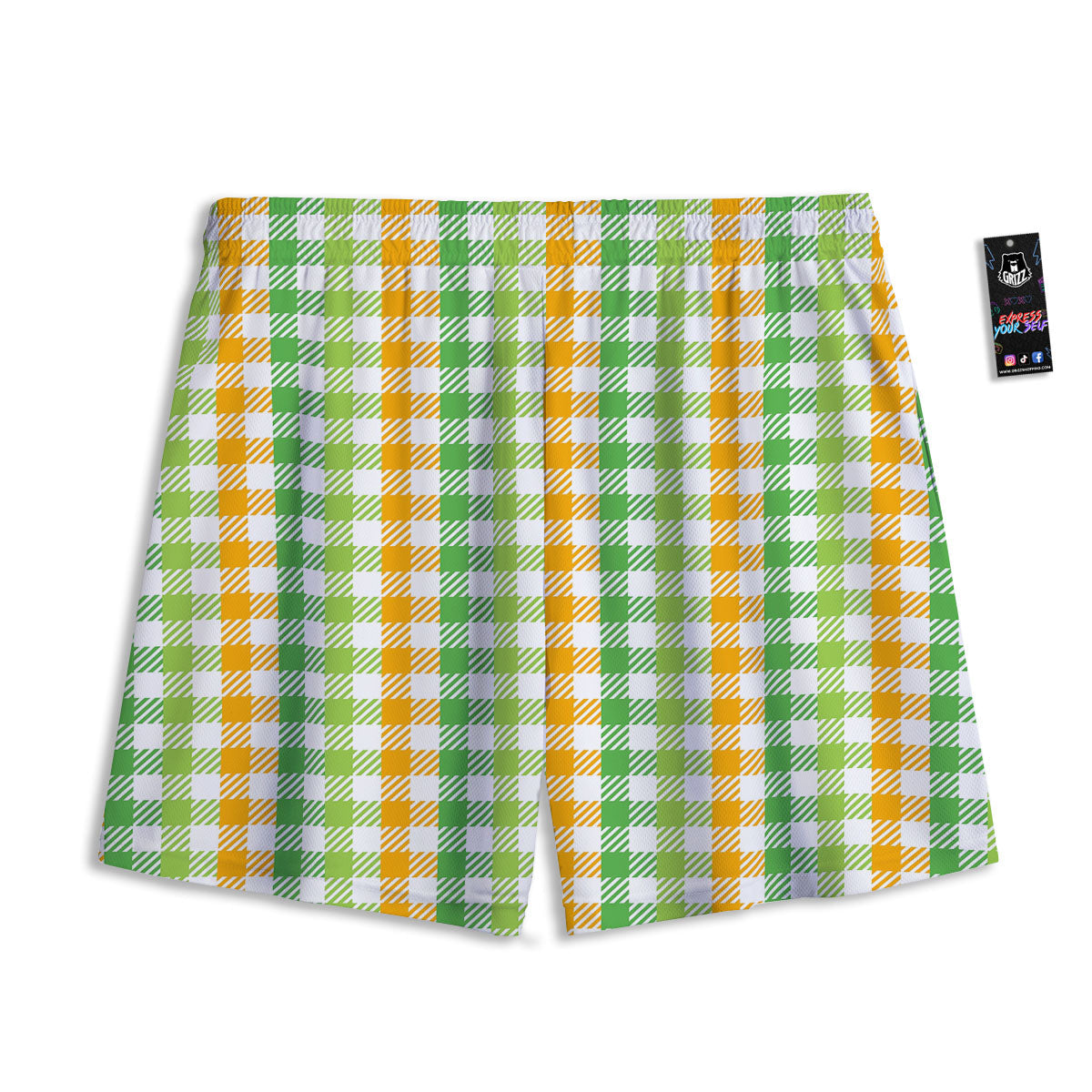 St. Patrick's Day Plaid Print Mesh Shorts