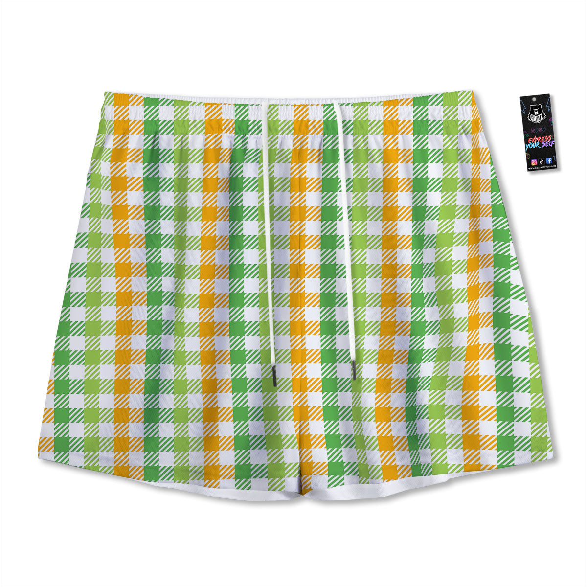 St. Patrick's Day Plaid Print Mesh Shorts
