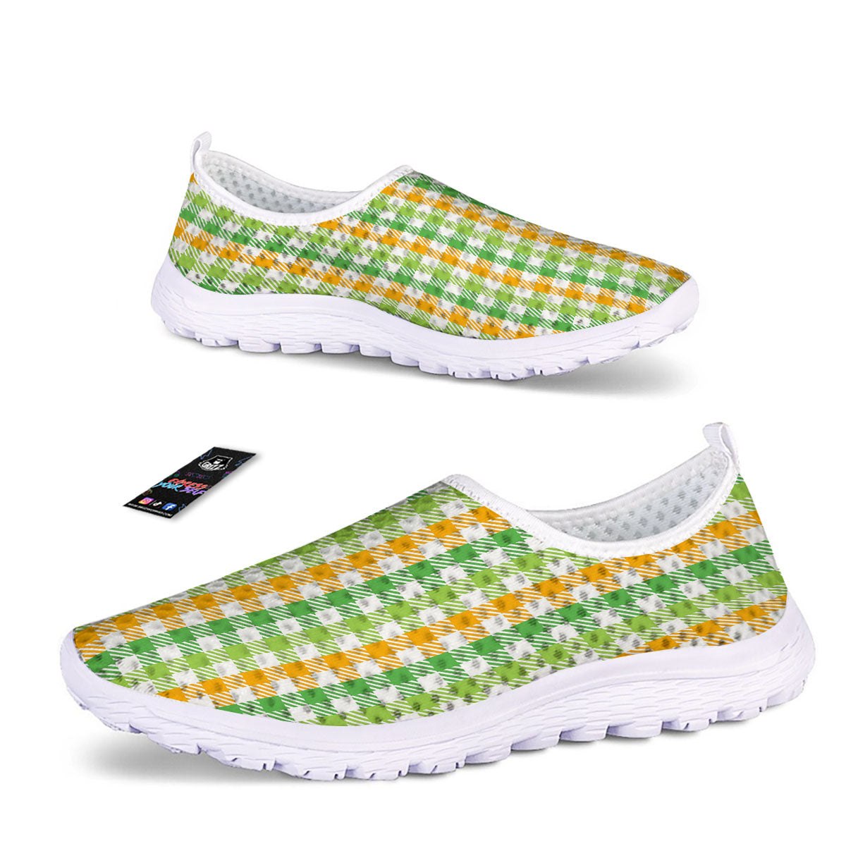 St. Patrick's Day Plaid Print Nurse Shoes-grizzshop