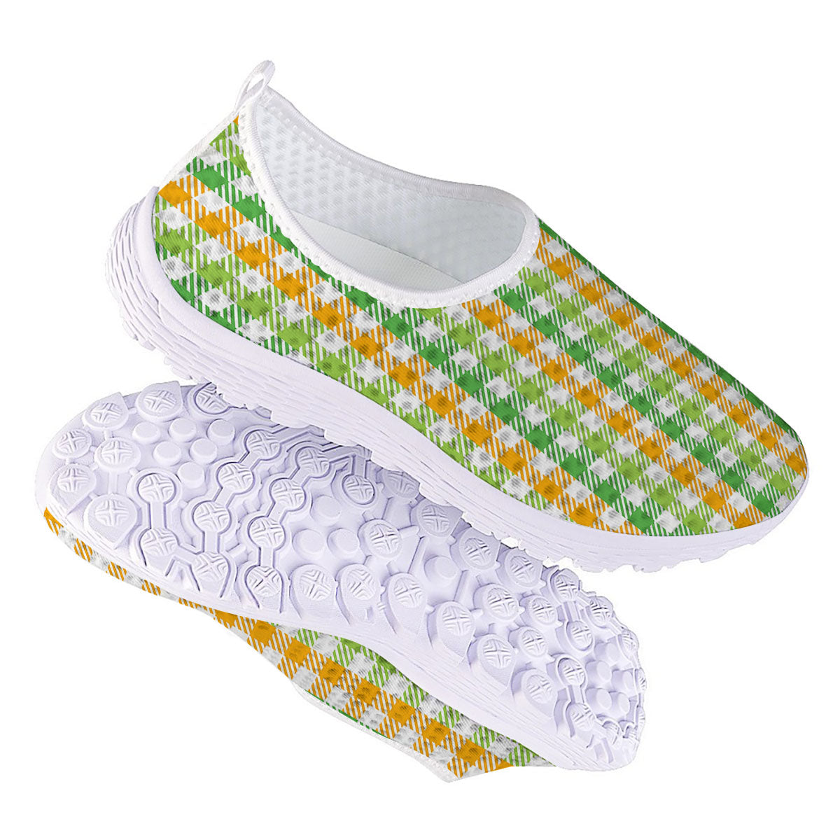 St. Patrick's Day Plaid Print Nurse Shoes-grizzshop