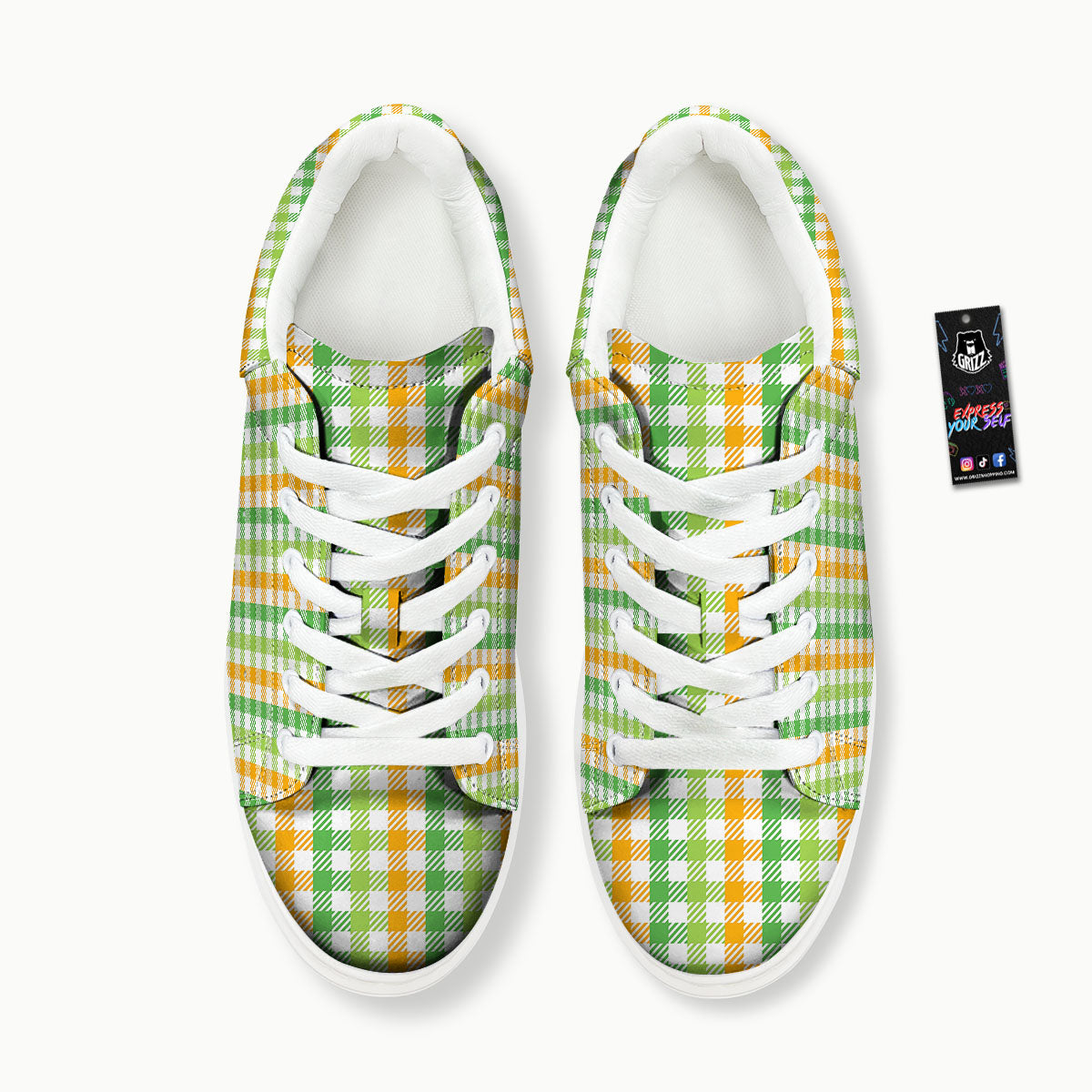 St. Patrick's Day Plaid Print Platform Shoes-grizzshop